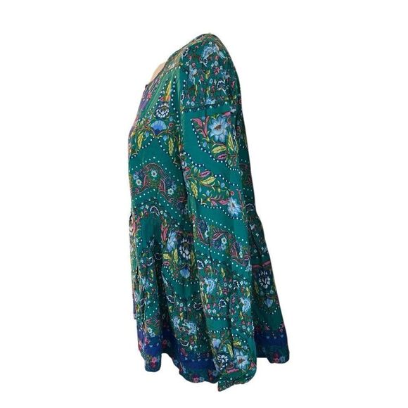 Matilda Jane Ladies M Boho Babydoll Top Evergreen Make Believe Floral Blouse - Picture 4 of 5